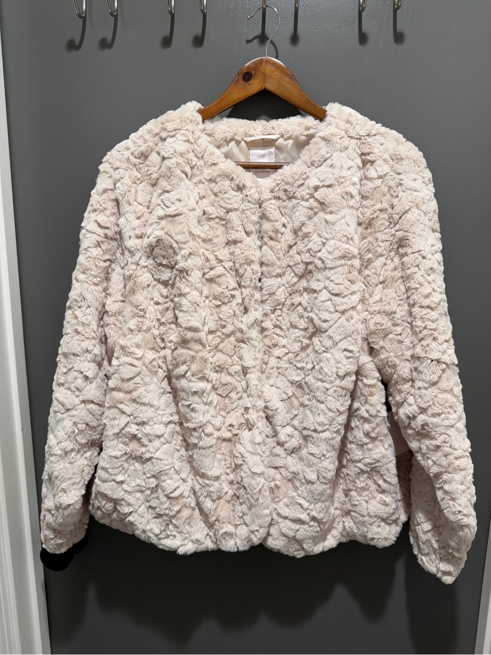 LC Lauren Conrad Plush Teddy Jacket in Cream